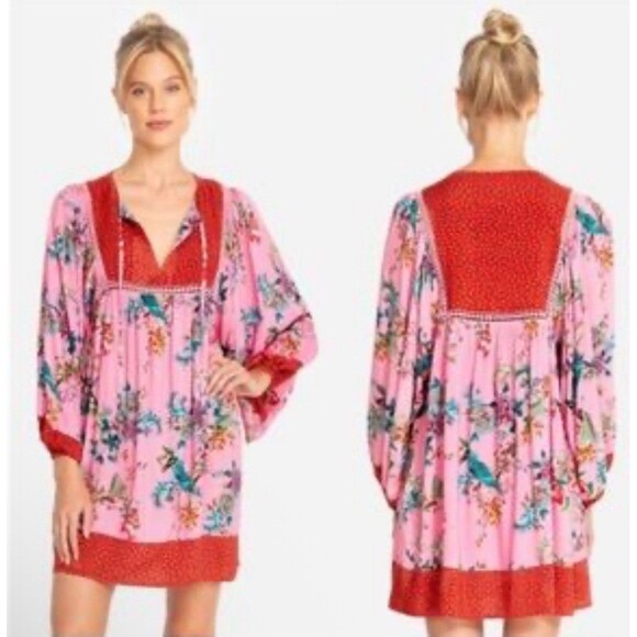 Johnny Was Tops - Johnny Was California Blouse Pink Button Up Floral Embroidered Oversized L